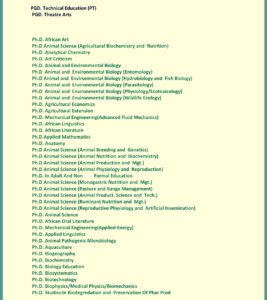List of UNIBEN postgraduate courses
